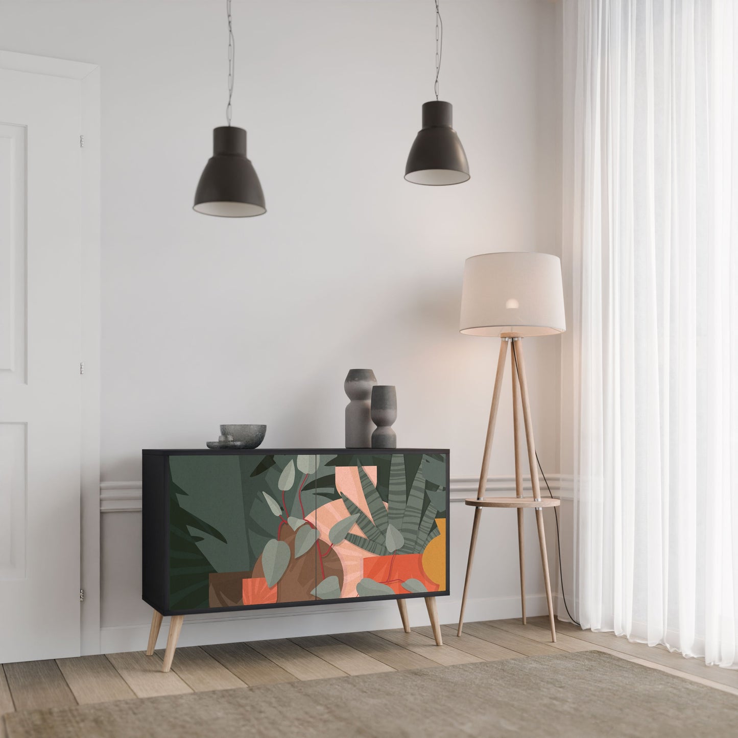 Credenza TROPICAL COMPOSITION a 2 ante in finitura nera
