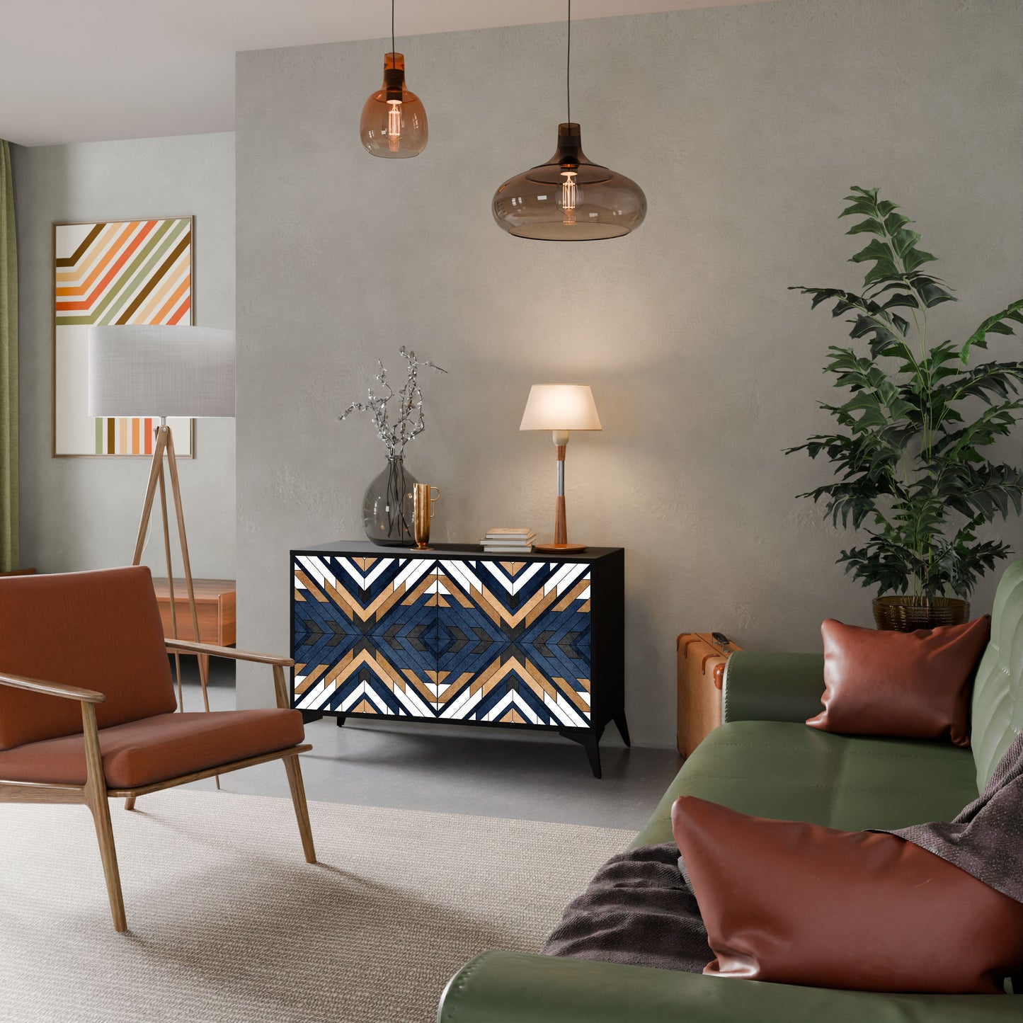 Credenza ARTFUL GEOMETRY a 2 ante in finitura nera