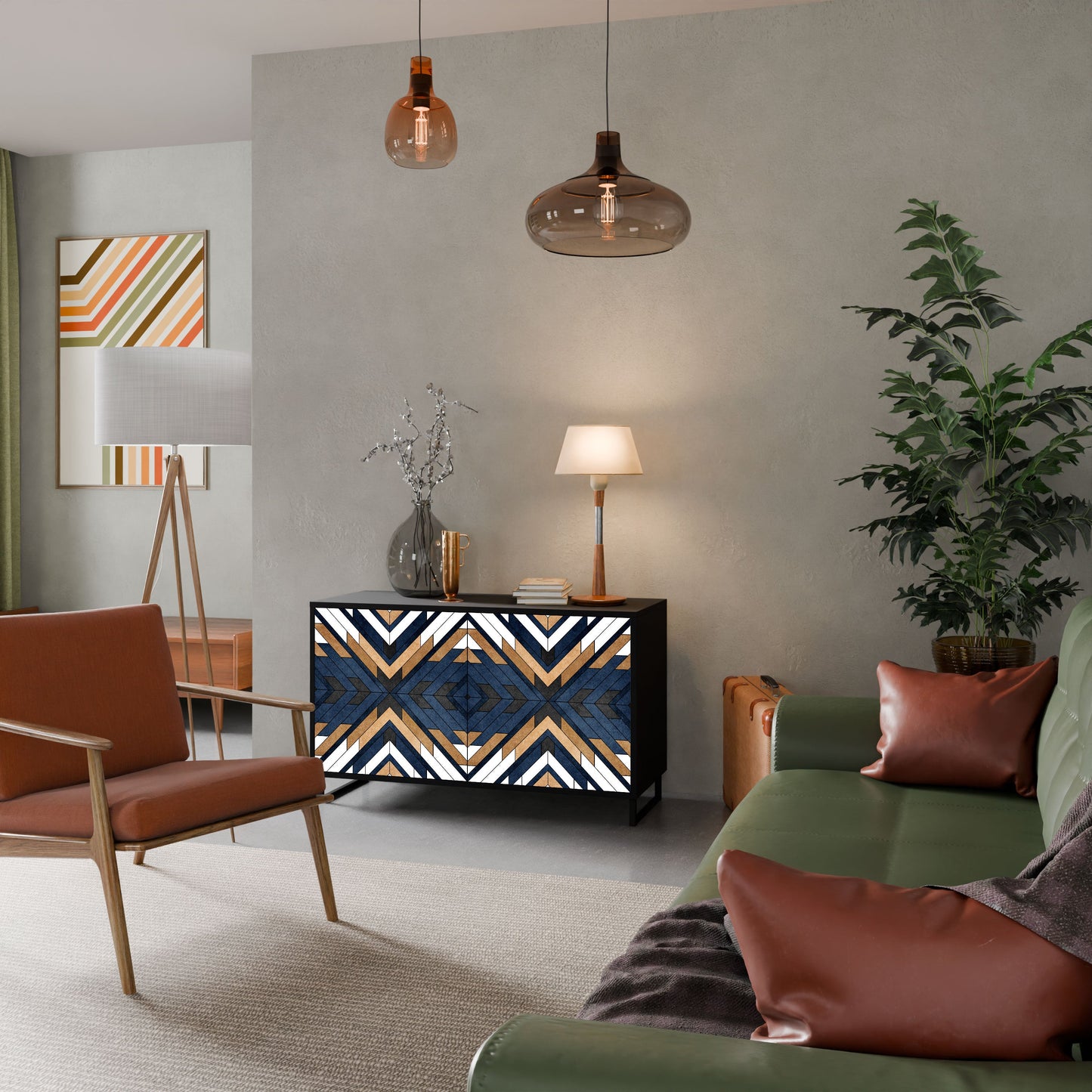 Credenza ARTFUL GEOMETRY a 2 ante in finitura nera