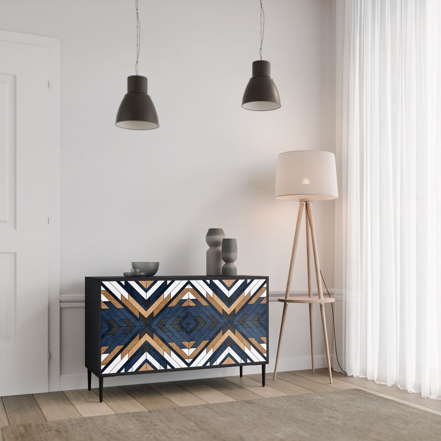 Credenza ARTFUL GEOMETRY a 2 ante in finitura nera