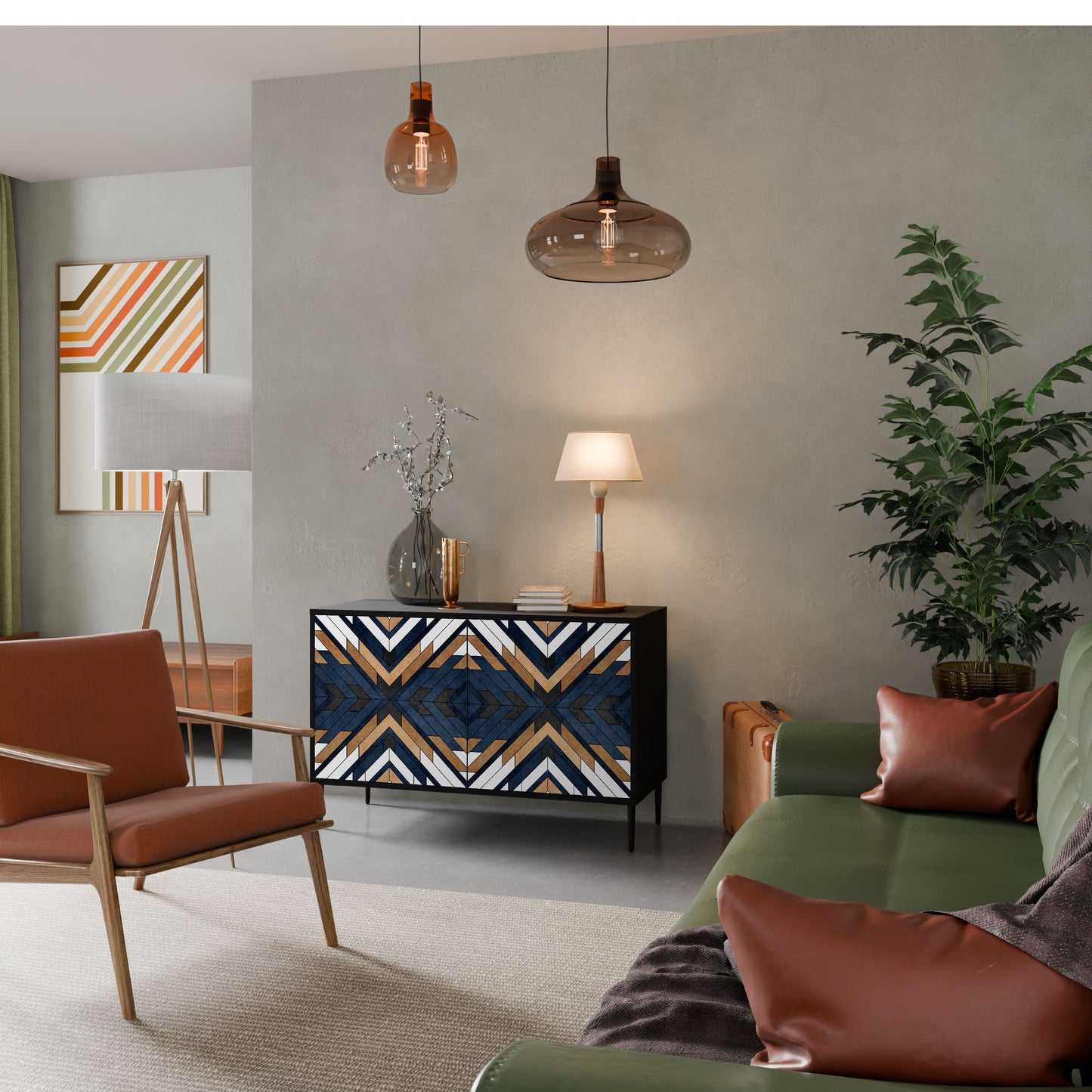 Credenza ARTFUL GEOMETRY a 2 ante in finitura nera