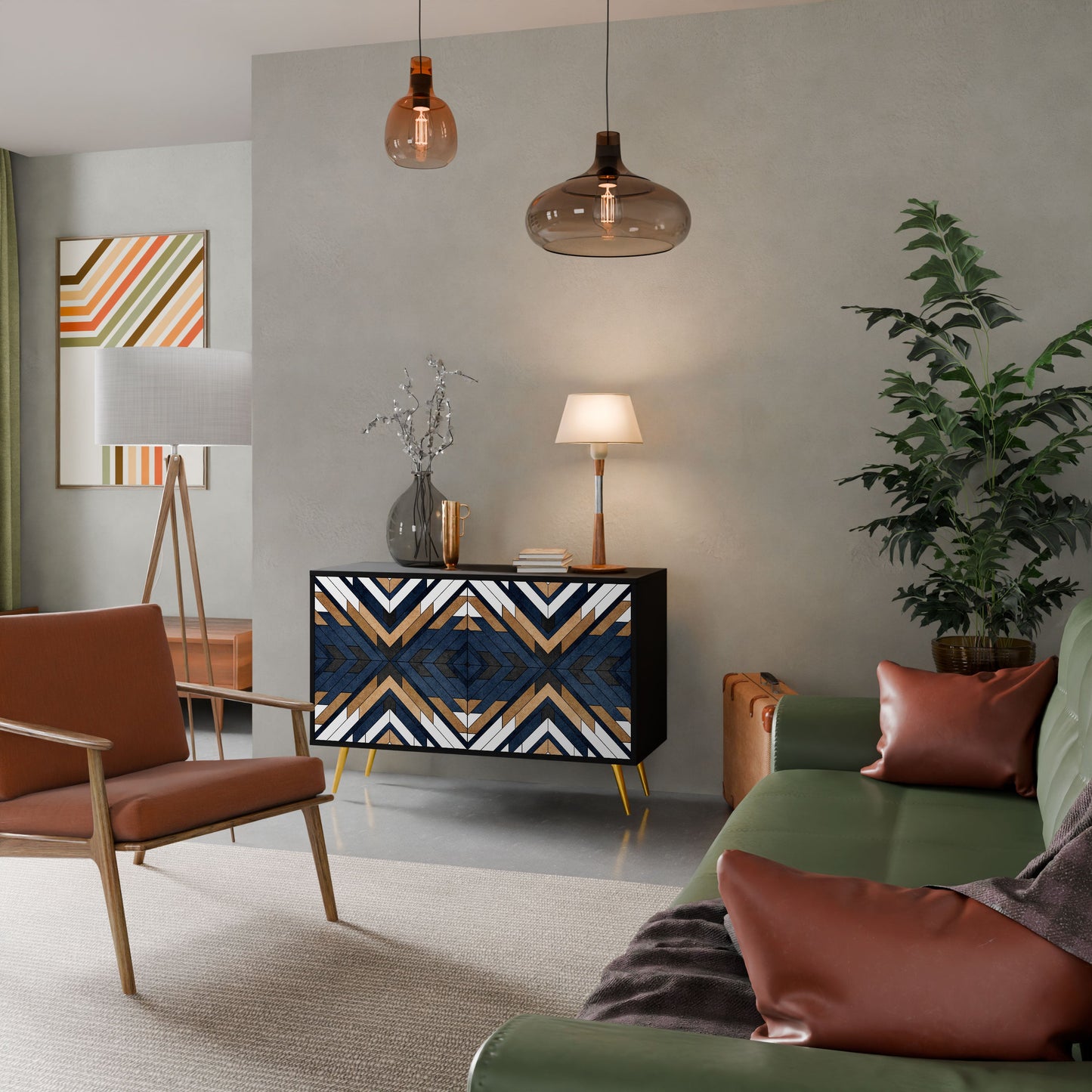 Credenza ARTFUL GEOMETRY a 2 ante in finitura nera