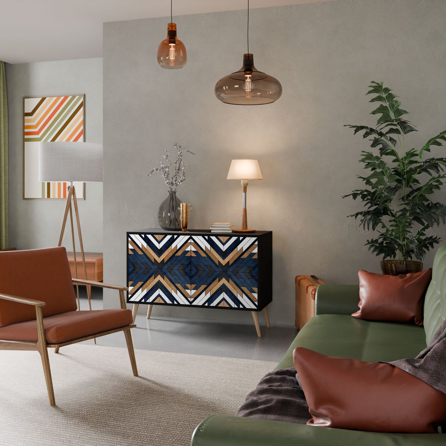 Credenza ARTFUL GEOMETRY a 2 ante in finitura nera