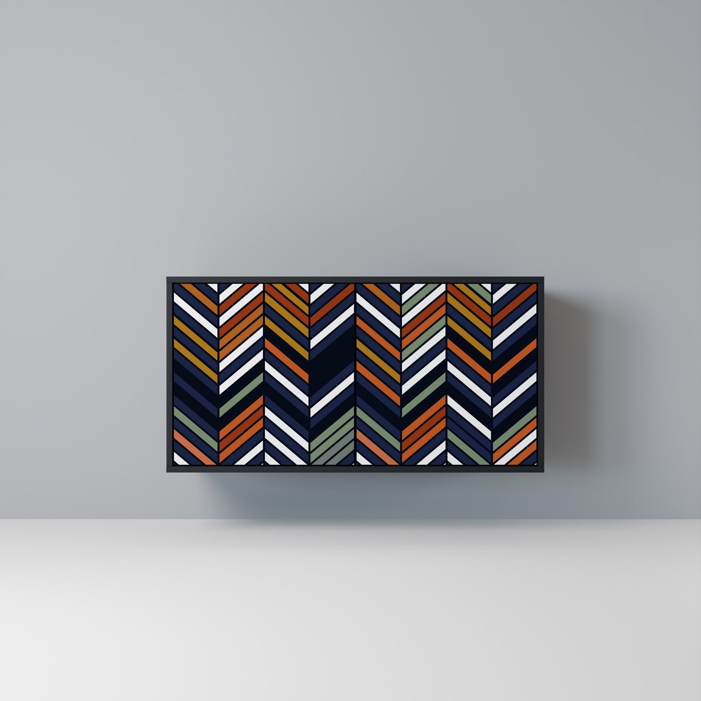 VIBRANT PATCHWORK Madia a 2 Ante in Finitura Nera