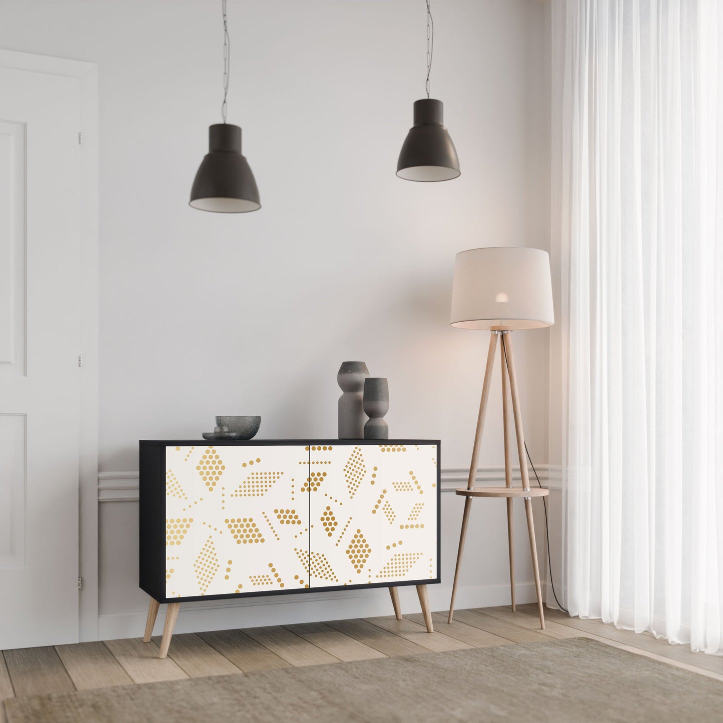 Credenza SPOTTED DAZE a 2 ante con finitura nera