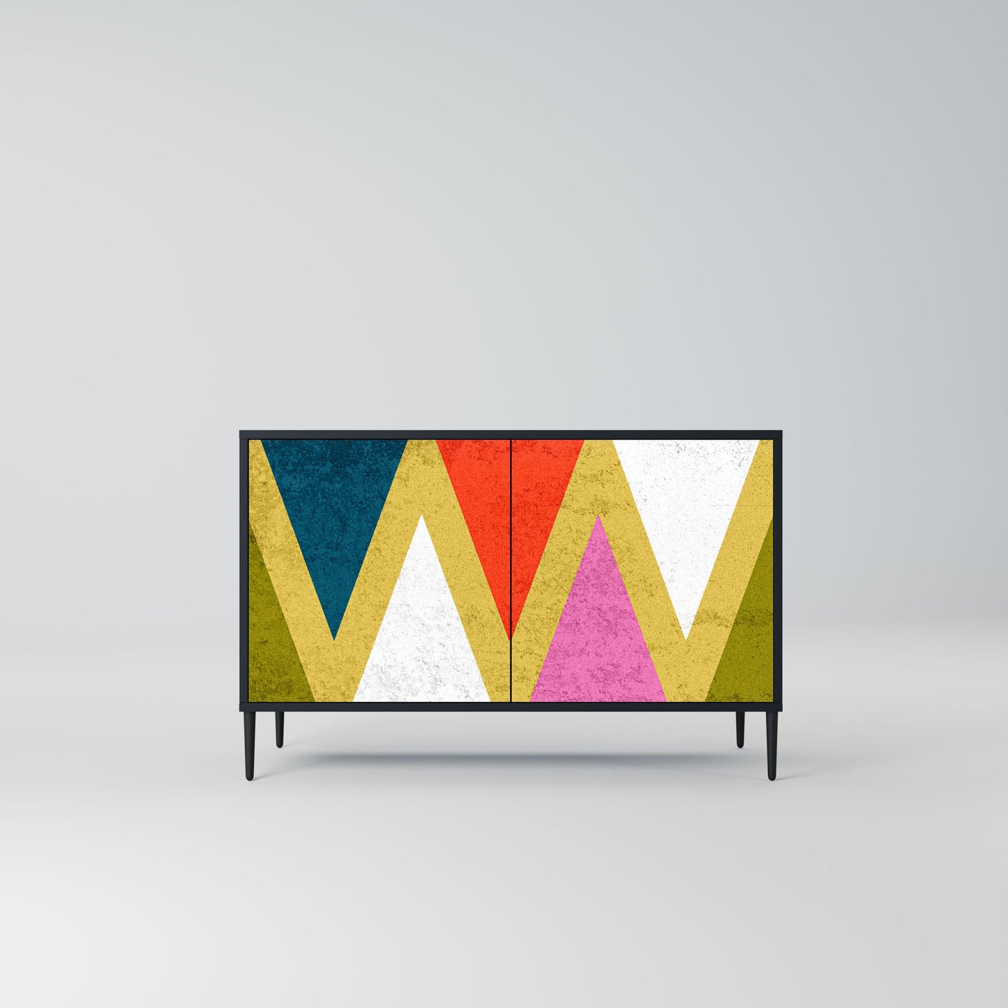 Credenza a 2 ante COLORFUL TRIANGLES in finitura nera
