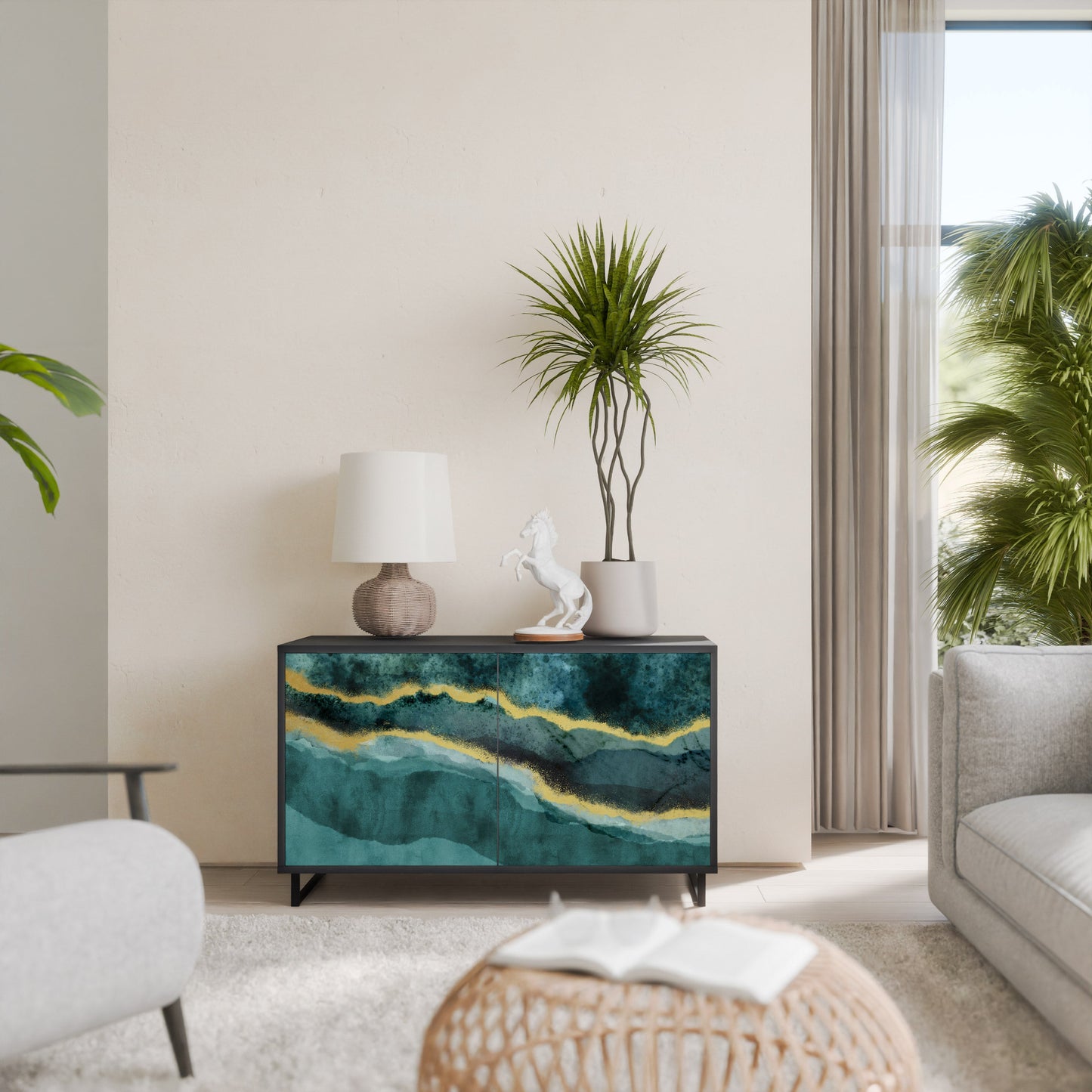 Credenza a 2 ante GOLDRUSH ODYSSEY in finitura nera