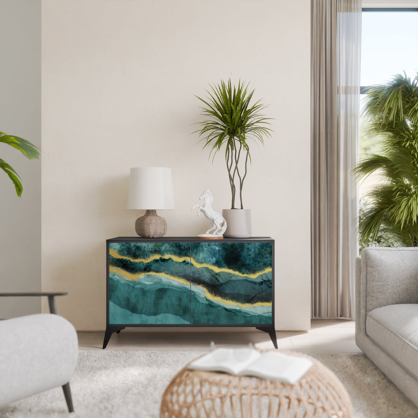 Credenza a 2 ante GOLDRUSH ODYSSEY in finitura nera