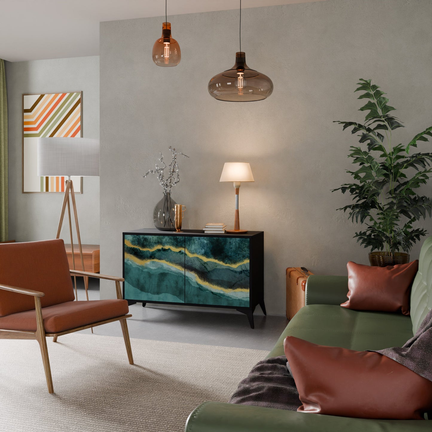 Credenza a 2 ante GOLDRUSH ODYSSEY in finitura nera