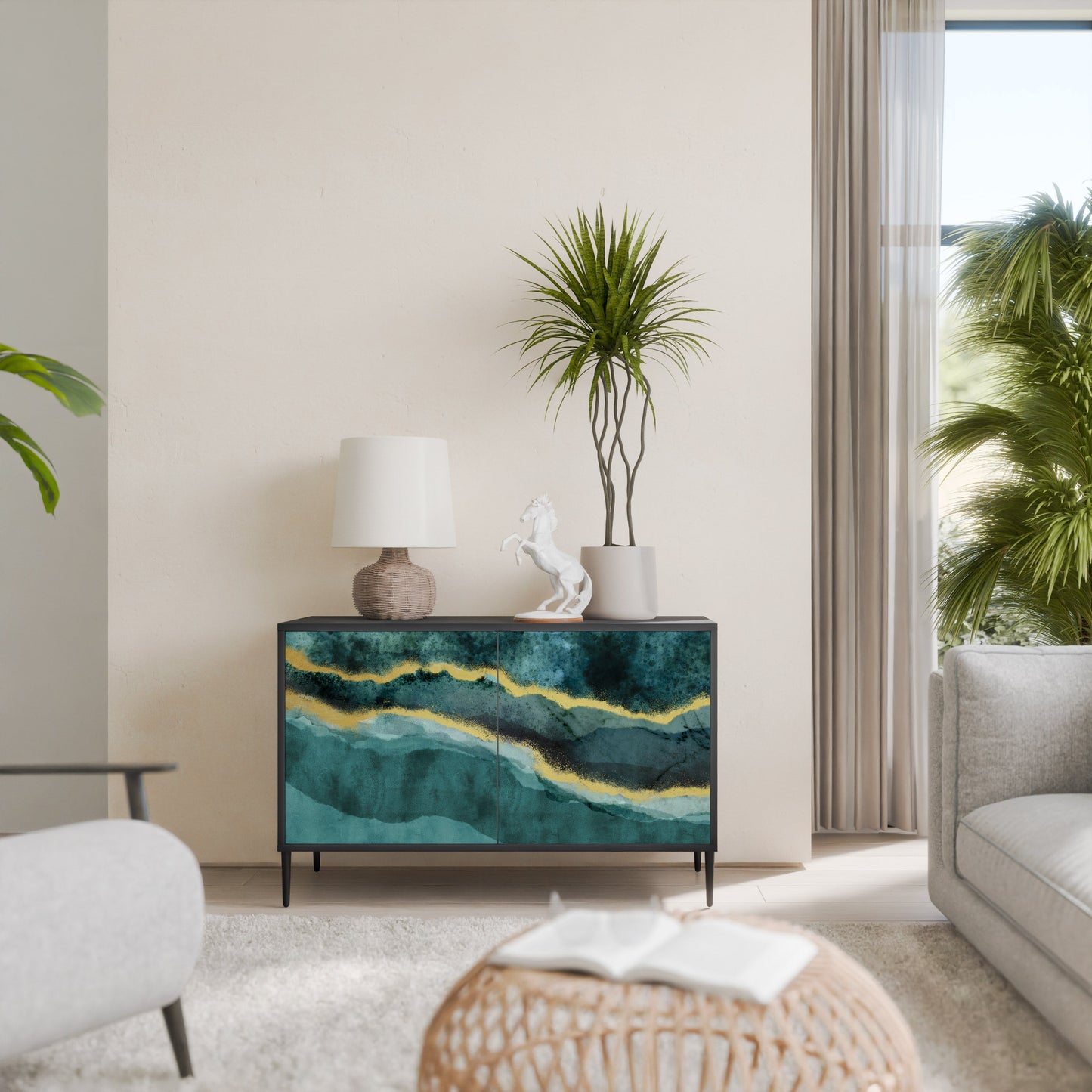 Credenza a 2 ante GOLDRUSH ODYSSEY in finitura nera