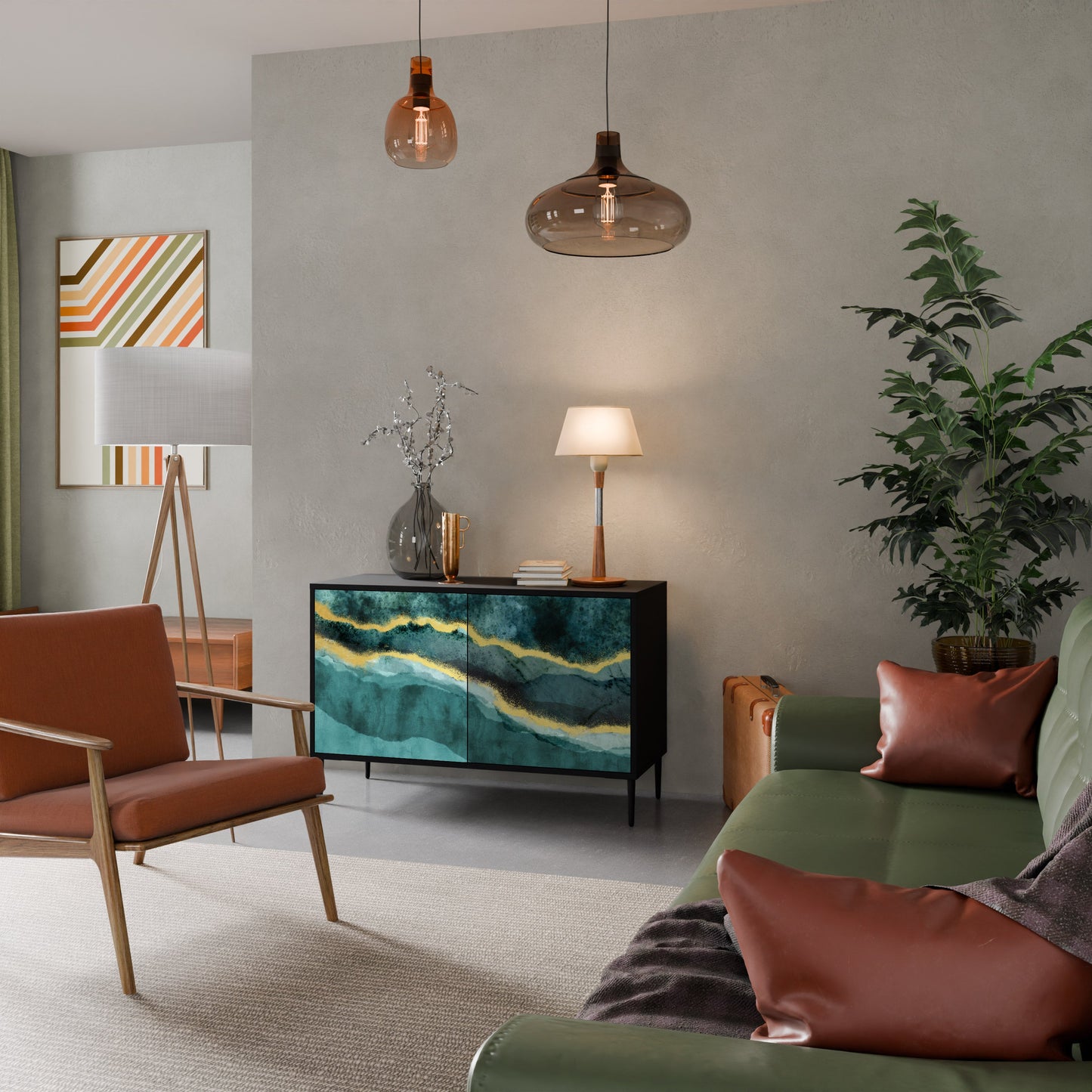 Credenza a 2 ante GOLDRUSH ODYSSEY in finitura nera