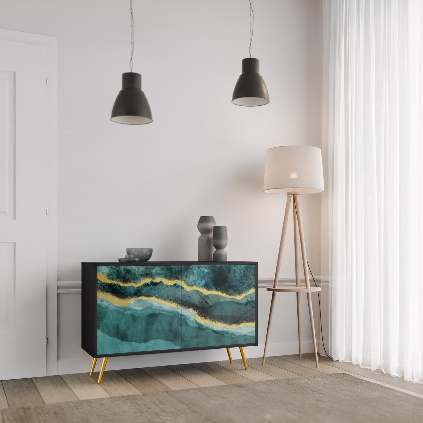 Credenza a 2 ante GOLDRUSH ODYSSEY in finitura nera