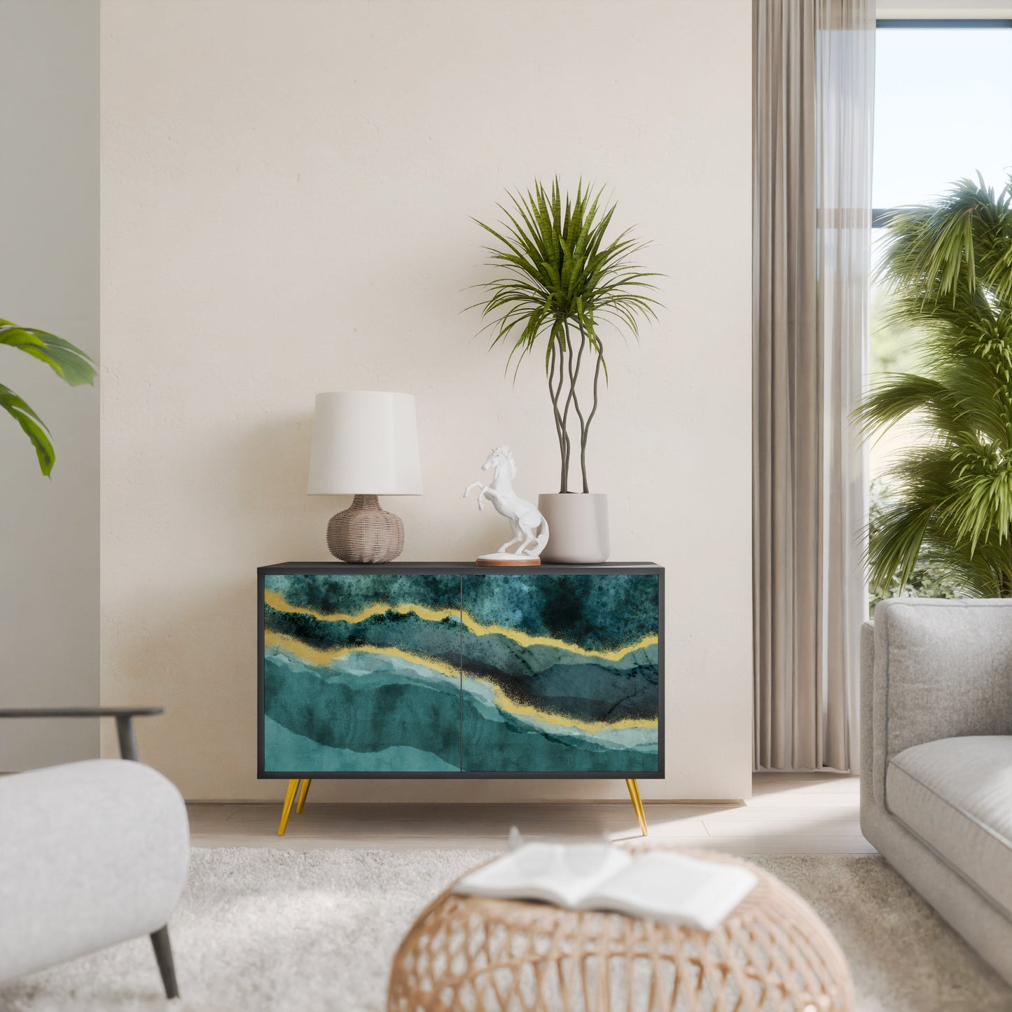 Credenza a 2 ante GOLDRUSH ODYSSEY in finitura nera