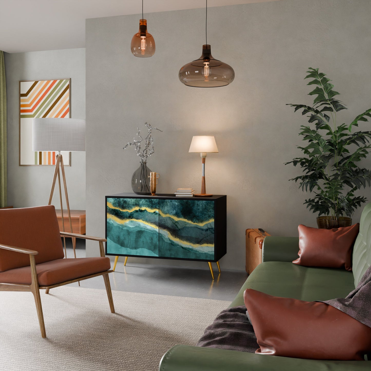 Credenza a 2 ante GOLDRUSH ODYSSEY in finitura nera