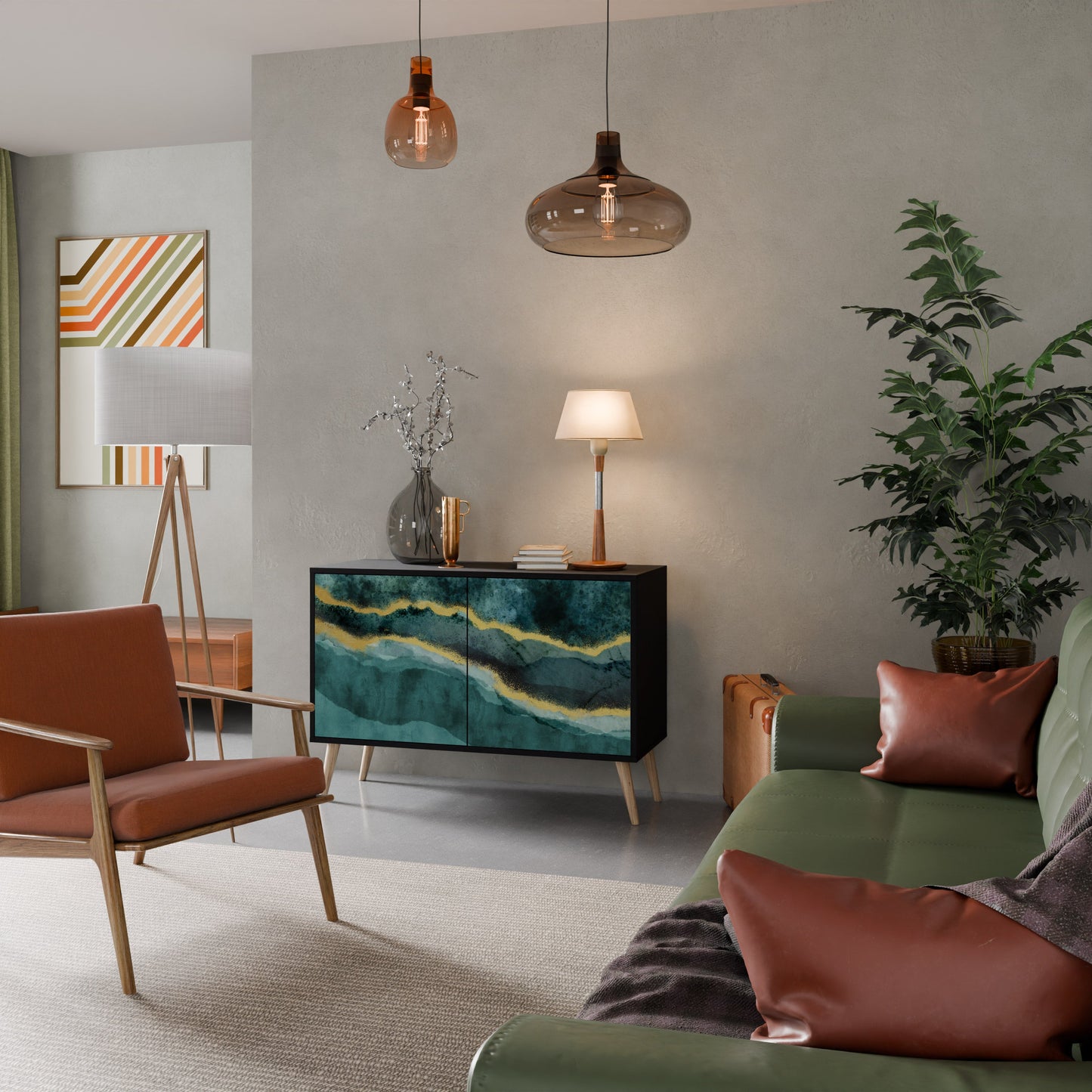 Credenza a 2 ante GOLDRUSH ODYSSEY in finitura nera