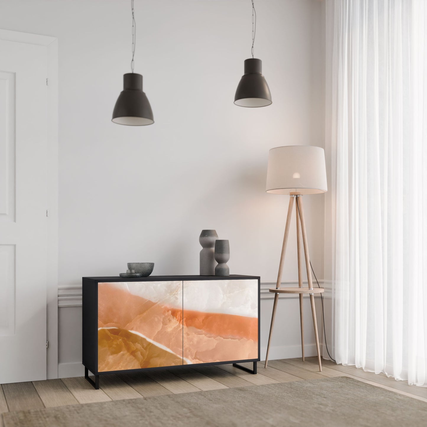 Credenza a 2 ante SANDHILLS SPLENDOUR in finitura nera