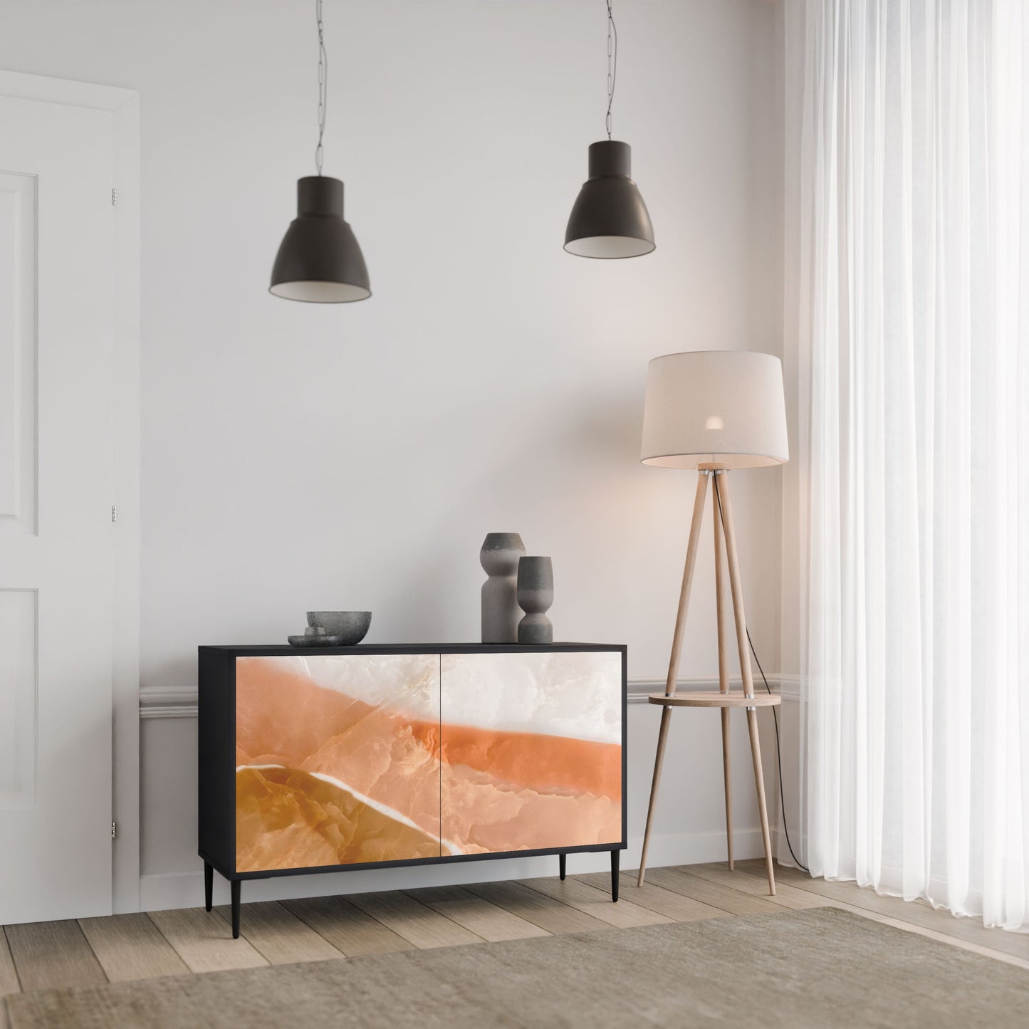 Credenza a 2 ante SANDHILLS SPLENDOUR in finitura nera