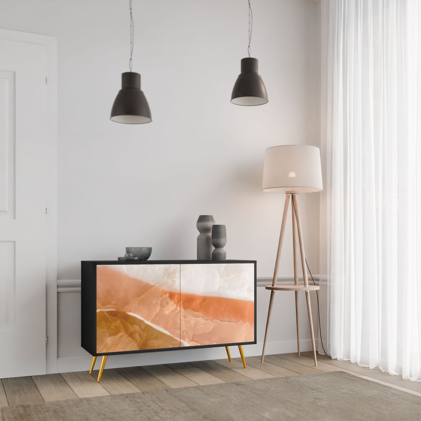 Credenza a 2 ante SANDHILLS SPLENDOUR in finitura nera