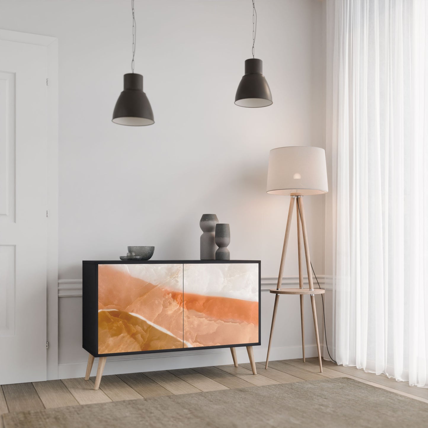 Credenza a 2 ante SANDHILLS SPLENDOUR in finitura nera