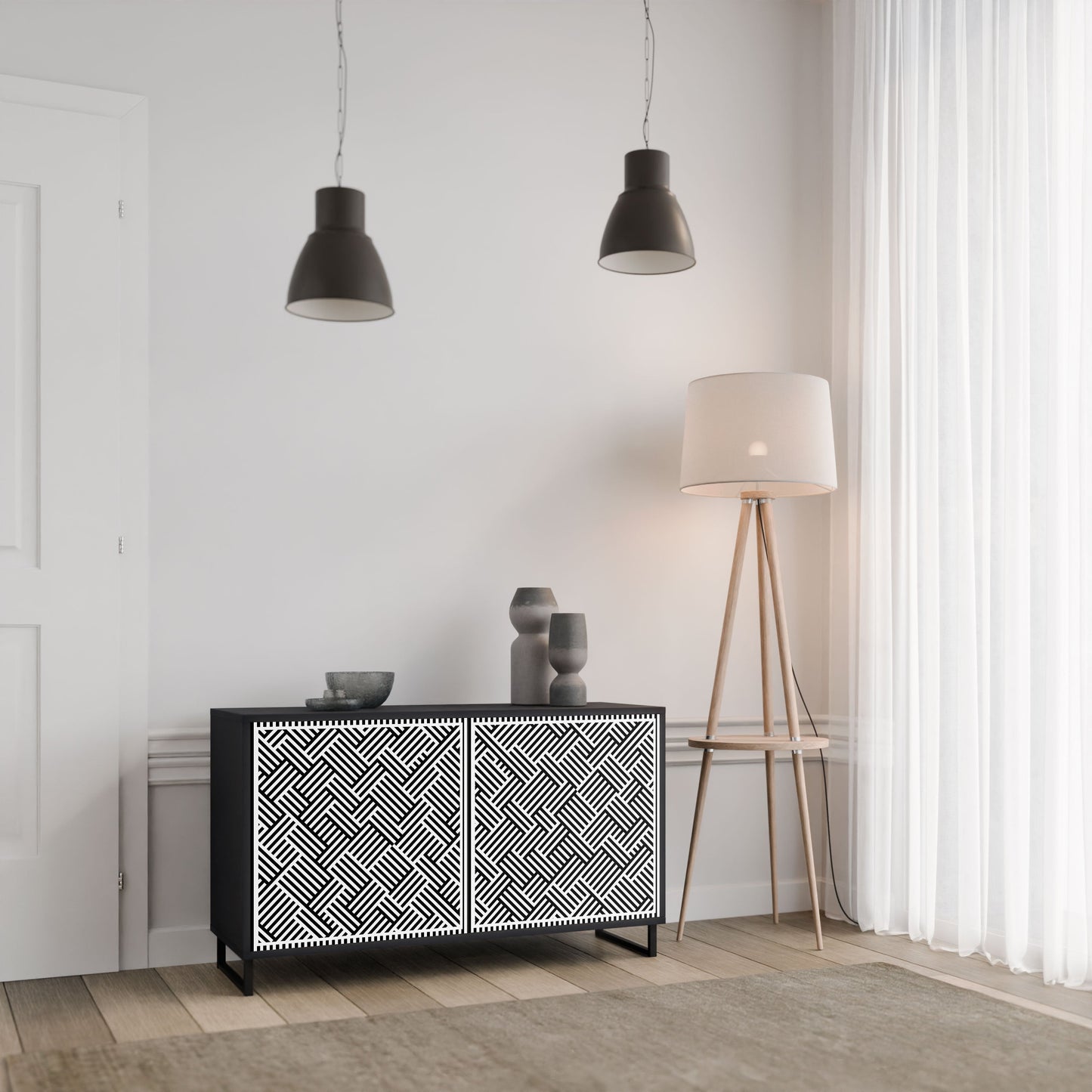 Credenza a 2 ante TEMPORARY SEQUENCE in finitura nera
