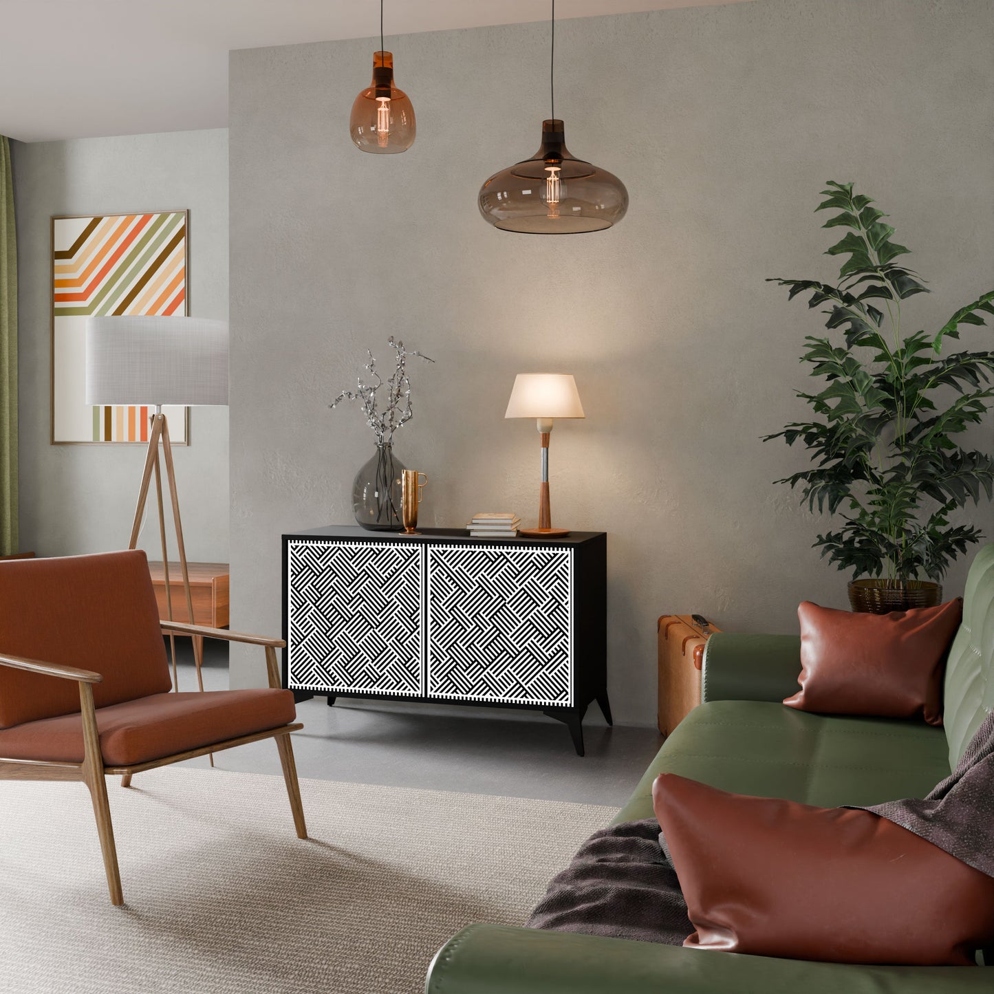 Credenza a 2 ante TEMPORARY SEQUENCE in finitura nera