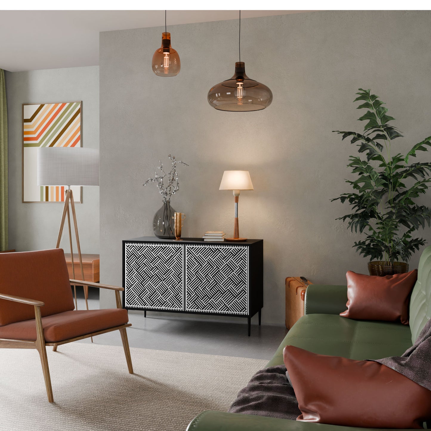Credenza a 2 ante TEMPORARY SEQUENCE in finitura nera
