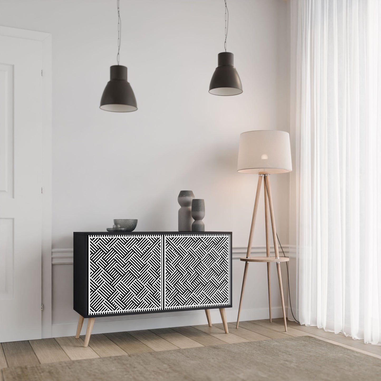 Credenza a 2 ante TEMPORARY SEQUENCE in finitura nera