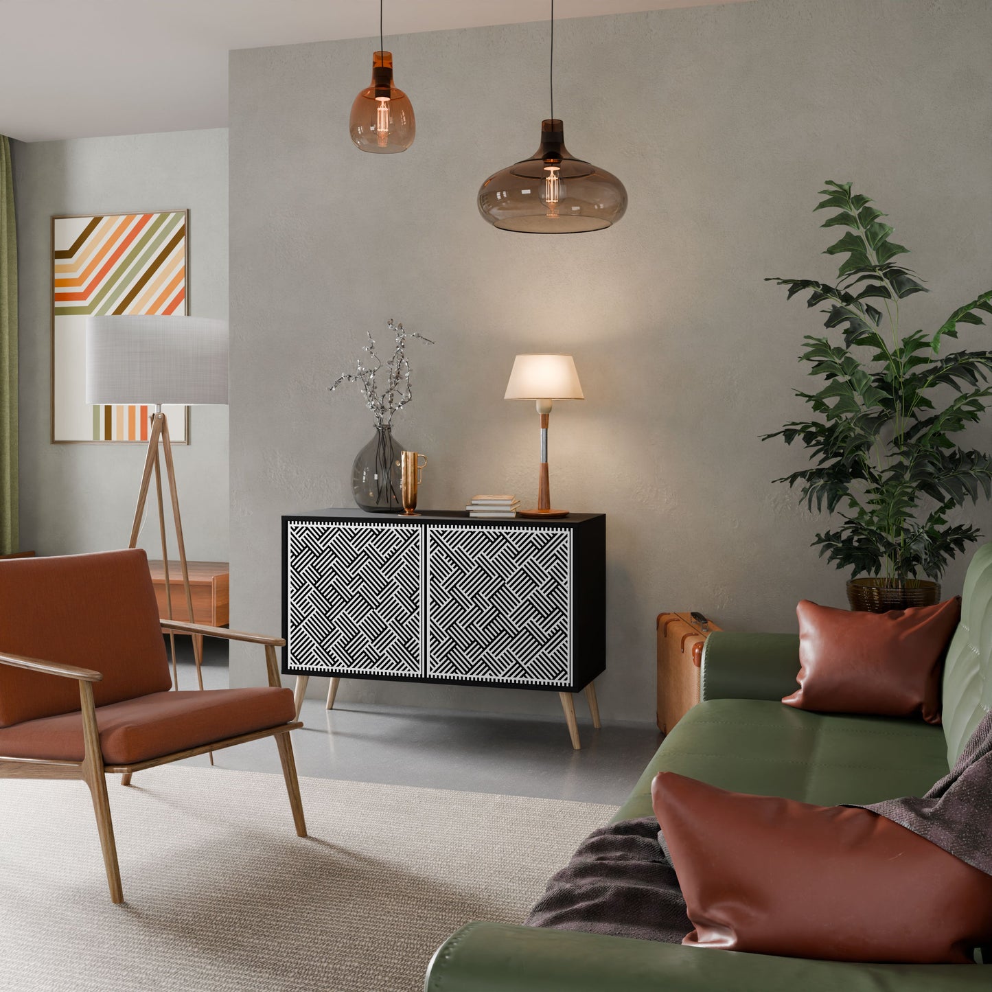 Credenza a 2 ante TEMPORARY SEQUENCE in finitura nera