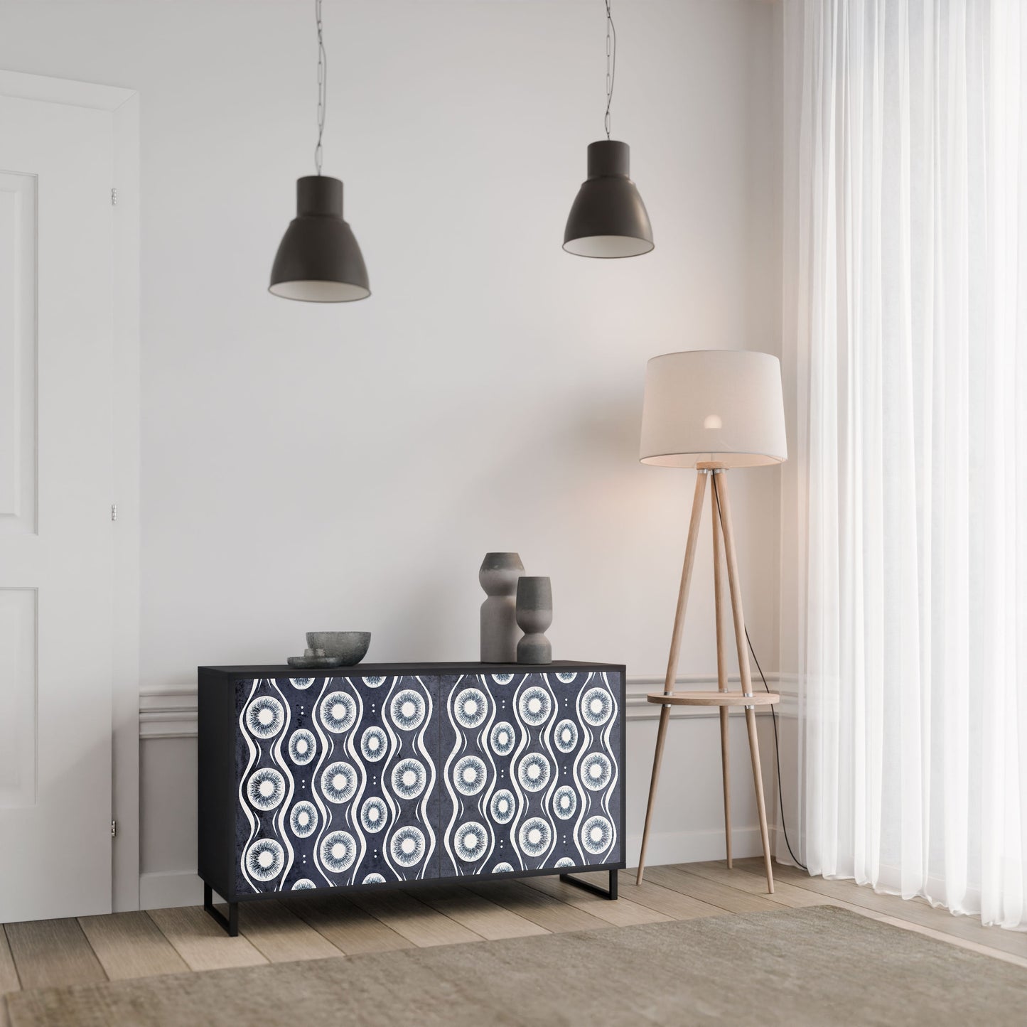 Credenza GRAPHITE EYES a 2 ante in finitura nera