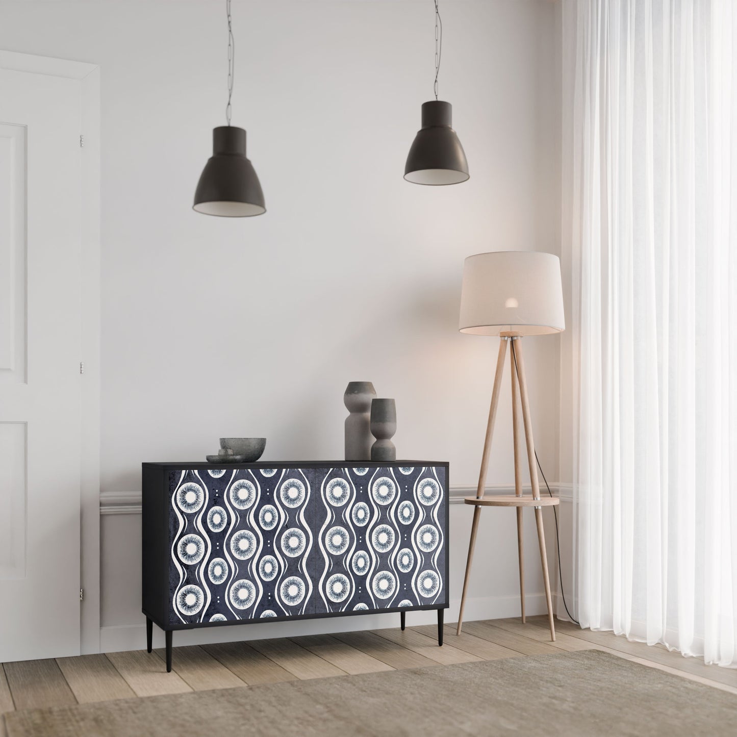 Credenza GRAPHITE EYES a 2 ante in finitura nera