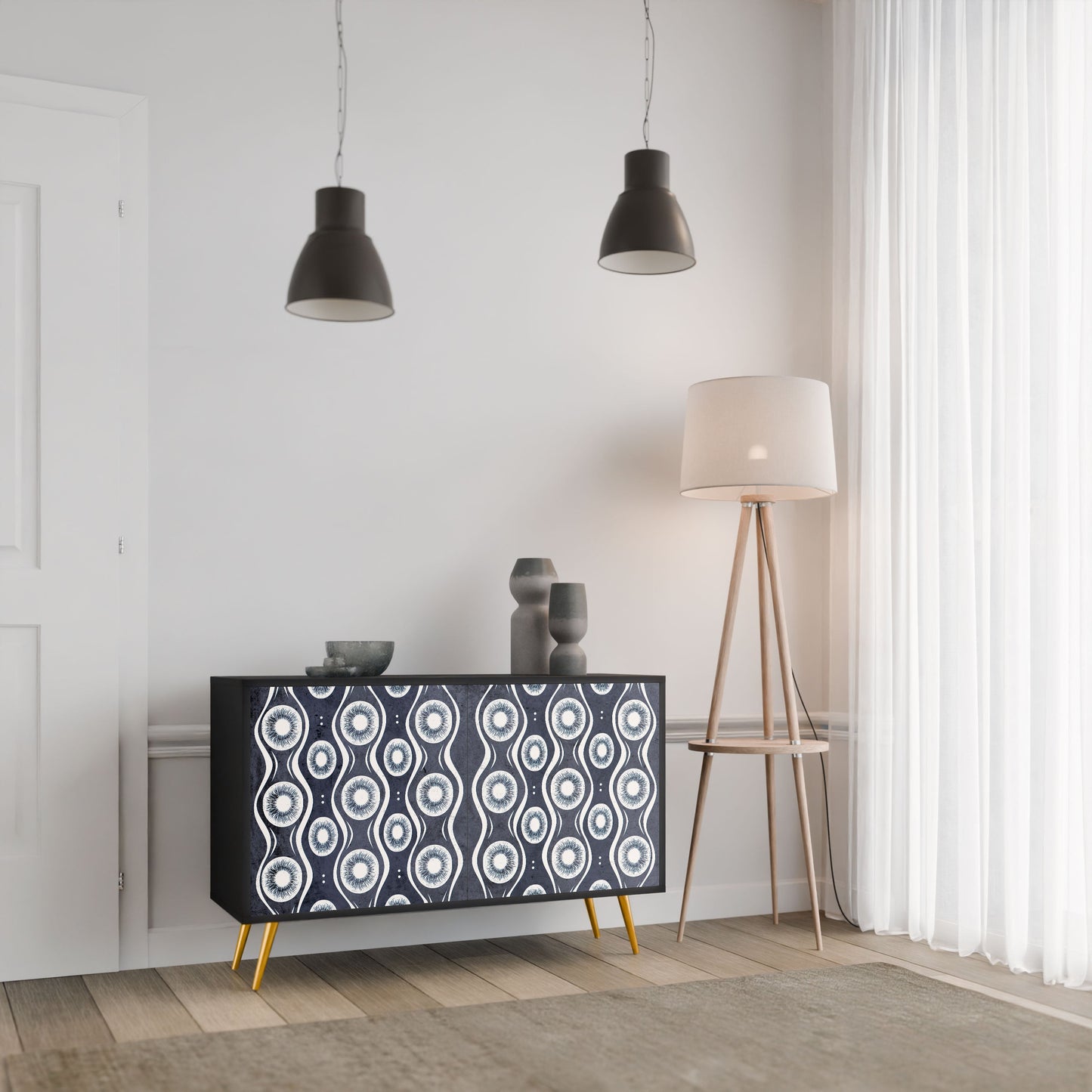Credenza GRAPHITE EYES a 2 ante in finitura nera