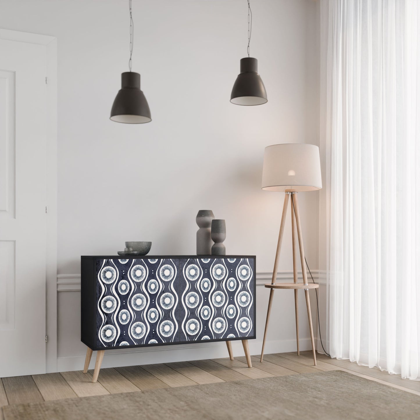 Credenza GRAPHITE EYES a 2 ante in finitura nera