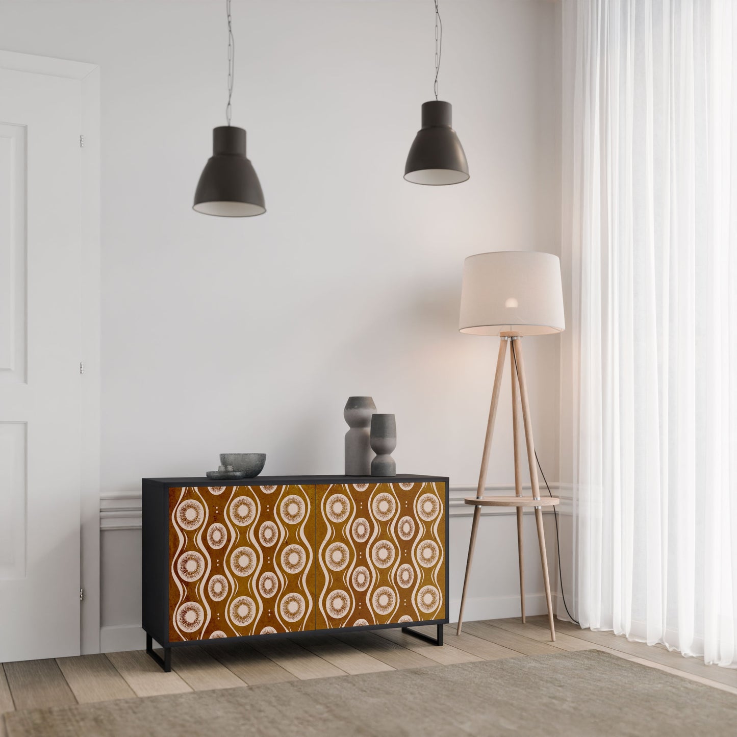 Credenza BROWN EYES a 2 ante in finitura nera