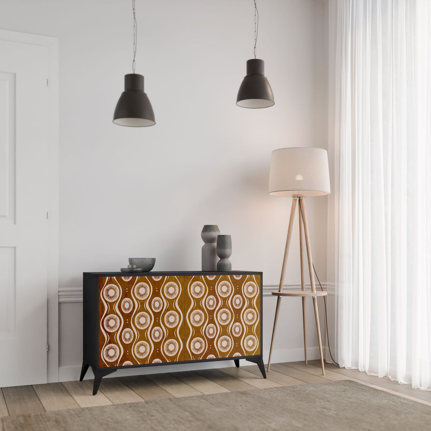 Credenza BROWN EYES a 2 ante in finitura nera
