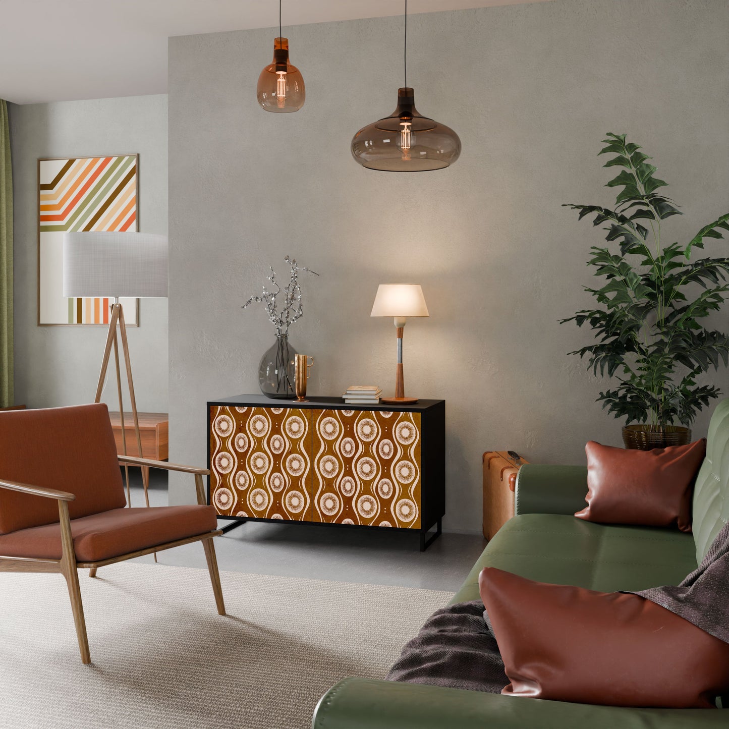 Credenza BROWN EYES a 2 ante in finitura nera