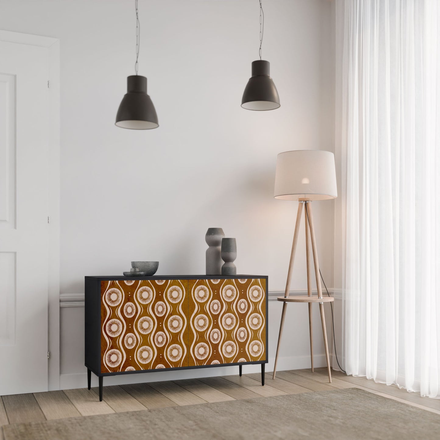 Credenza BROWN EYES a 2 ante in finitura nera