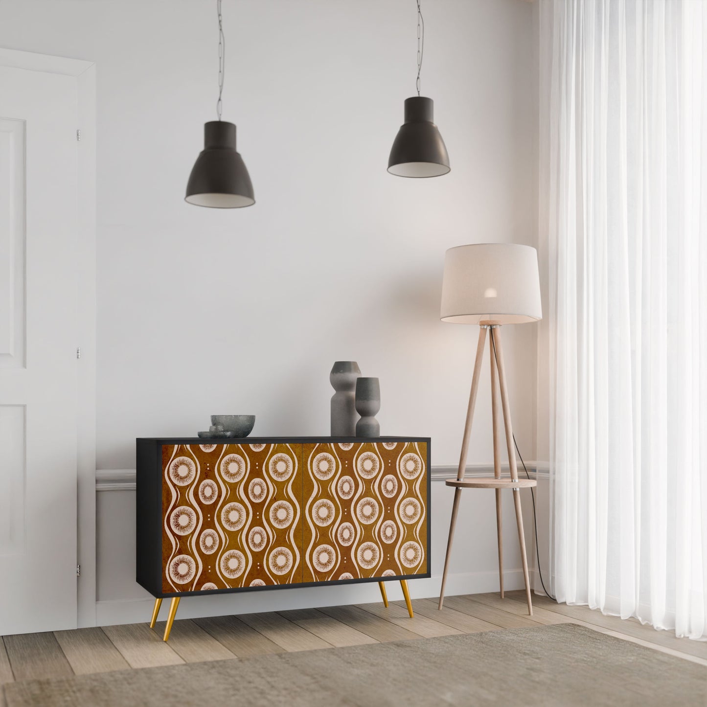 Credenza BROWN EYES a 2 ante in finitura nera