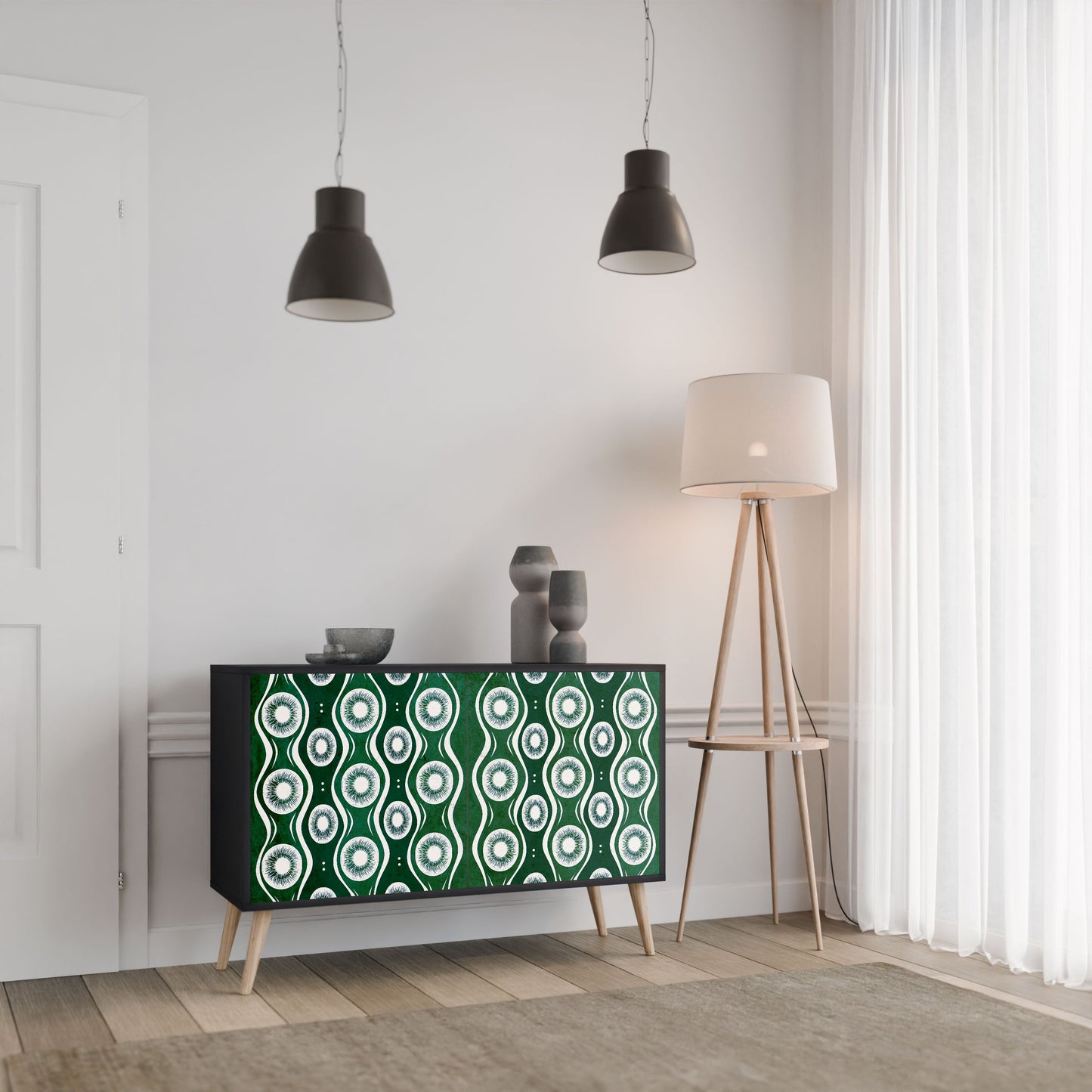 Credenza a 2 ante GREEN EYES in finitura nera