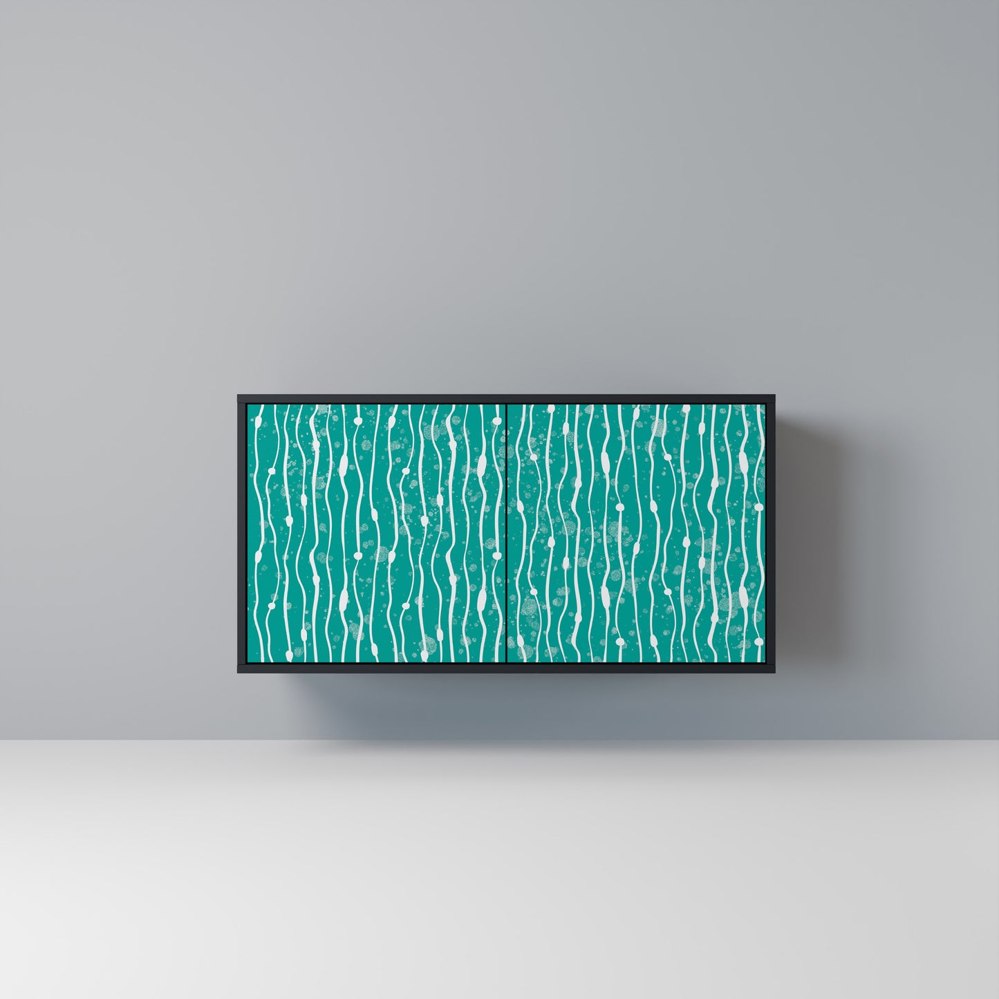 TURQUOISE RAIN Madia a 2 Ante in Finitura Nera