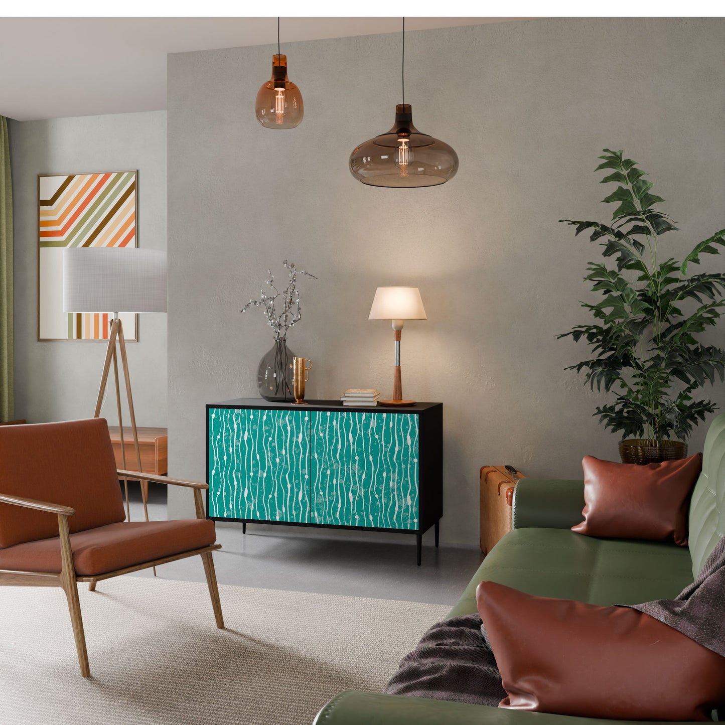 Credenza TURQUOISE RAIN a 2 ante in finitura nera