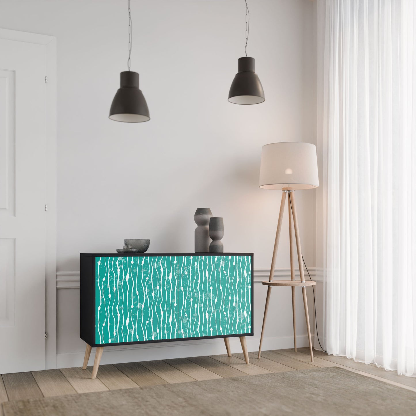 Credenza TURQUOISE RAIN a 2 ante in finitura nera