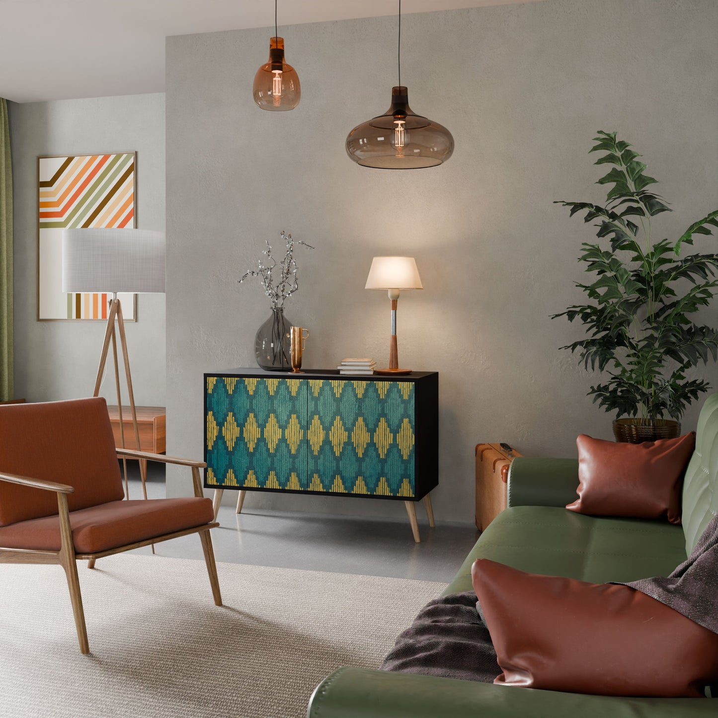 Credenza POLYGONS a 2 ante in finitura nera