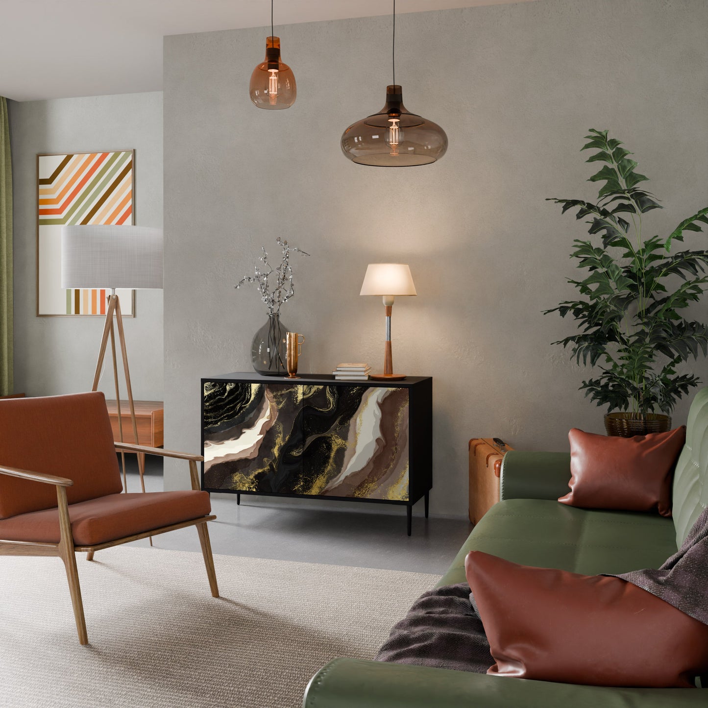 Credenza a 2 ante GOLD DUST in finitura nera
