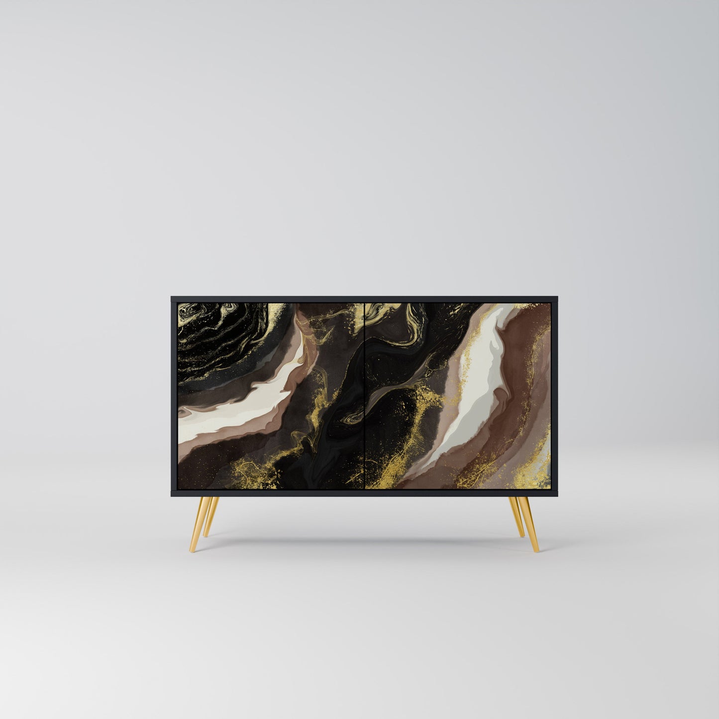 Credenza a 2 ante GOLD DUST in finitura nera