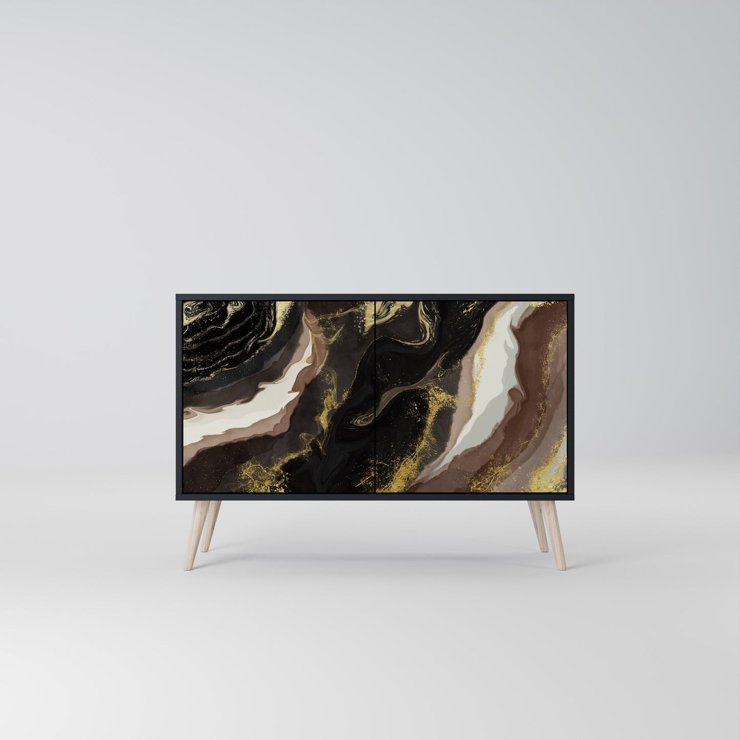 Credenza a 2 ante GOLD DUST in finitura nera