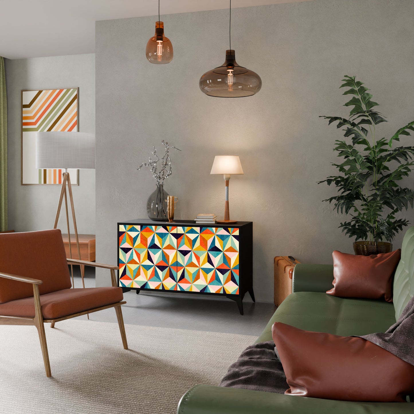 Credenza TESSELATE TREASURES a 2 ante in finitura nera