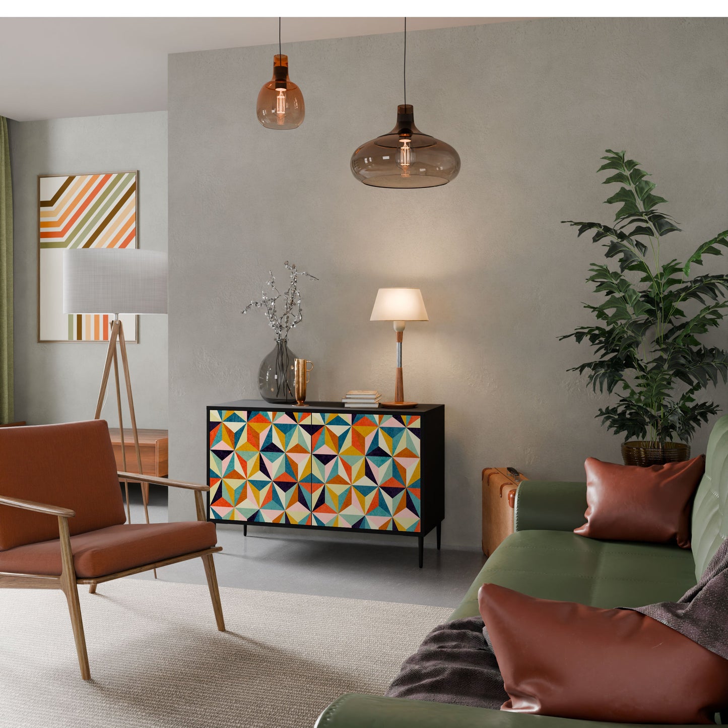 Credenza TESSELATE TREASURES a 2 ante in finitura nera