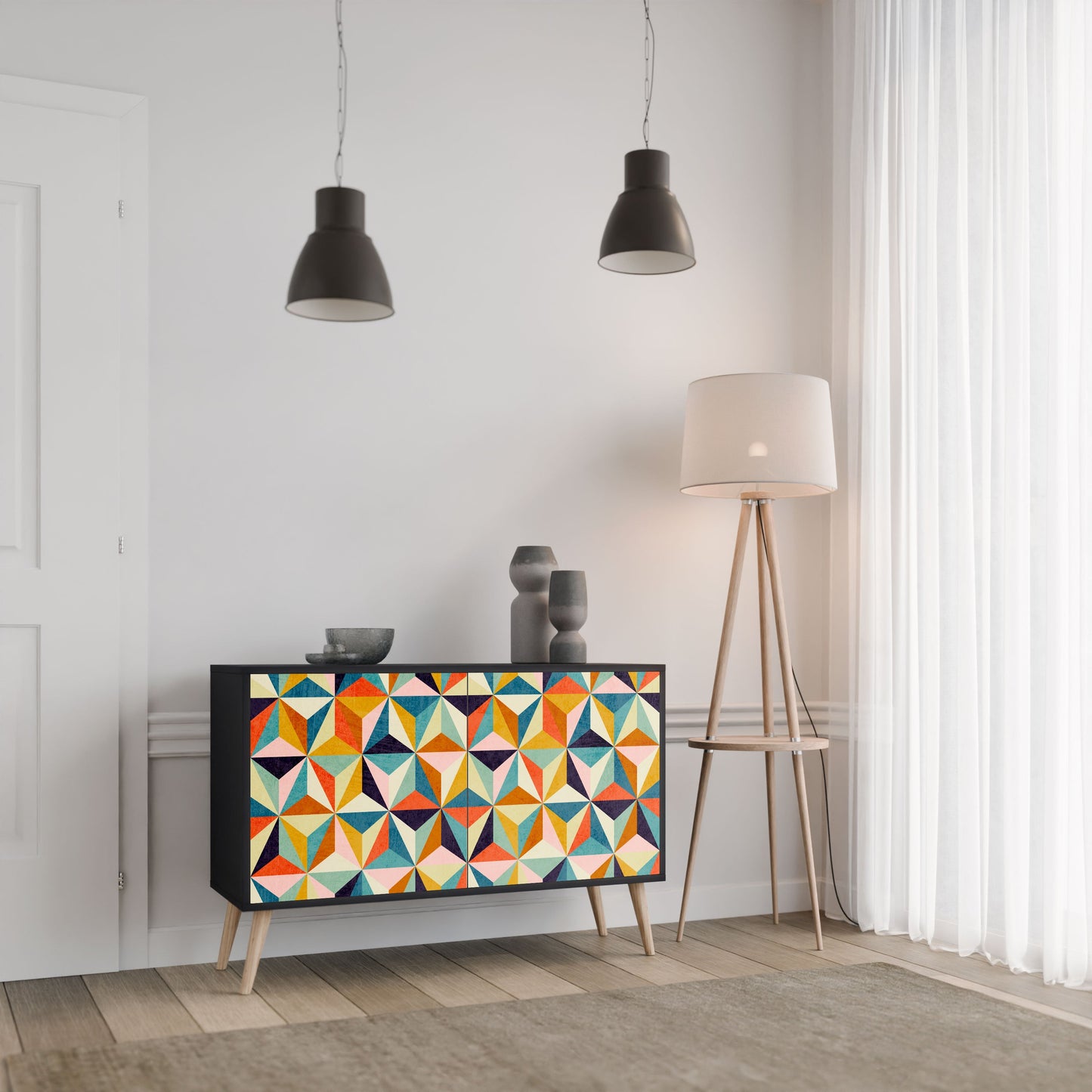 Credenza TESSELATE TREASURES a 2 ante in finitura nera