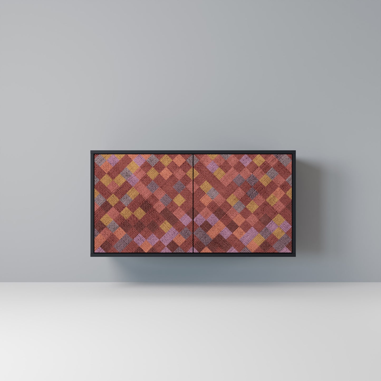 PAINTED SQUARES Madia a 2 Ante in Finitura Nera