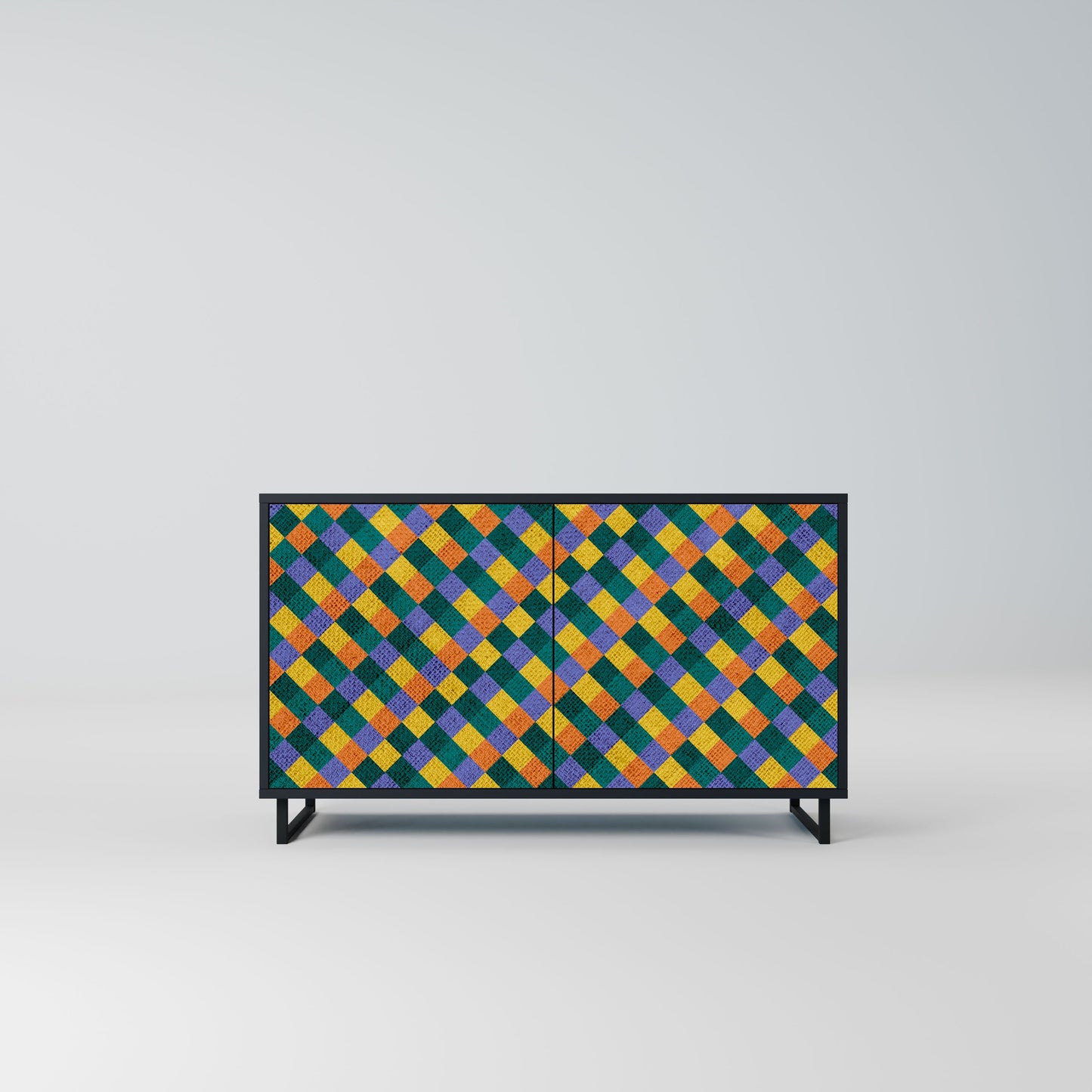 Credenza a 2 ante PAINTED SQUARES MIX in finitura nera